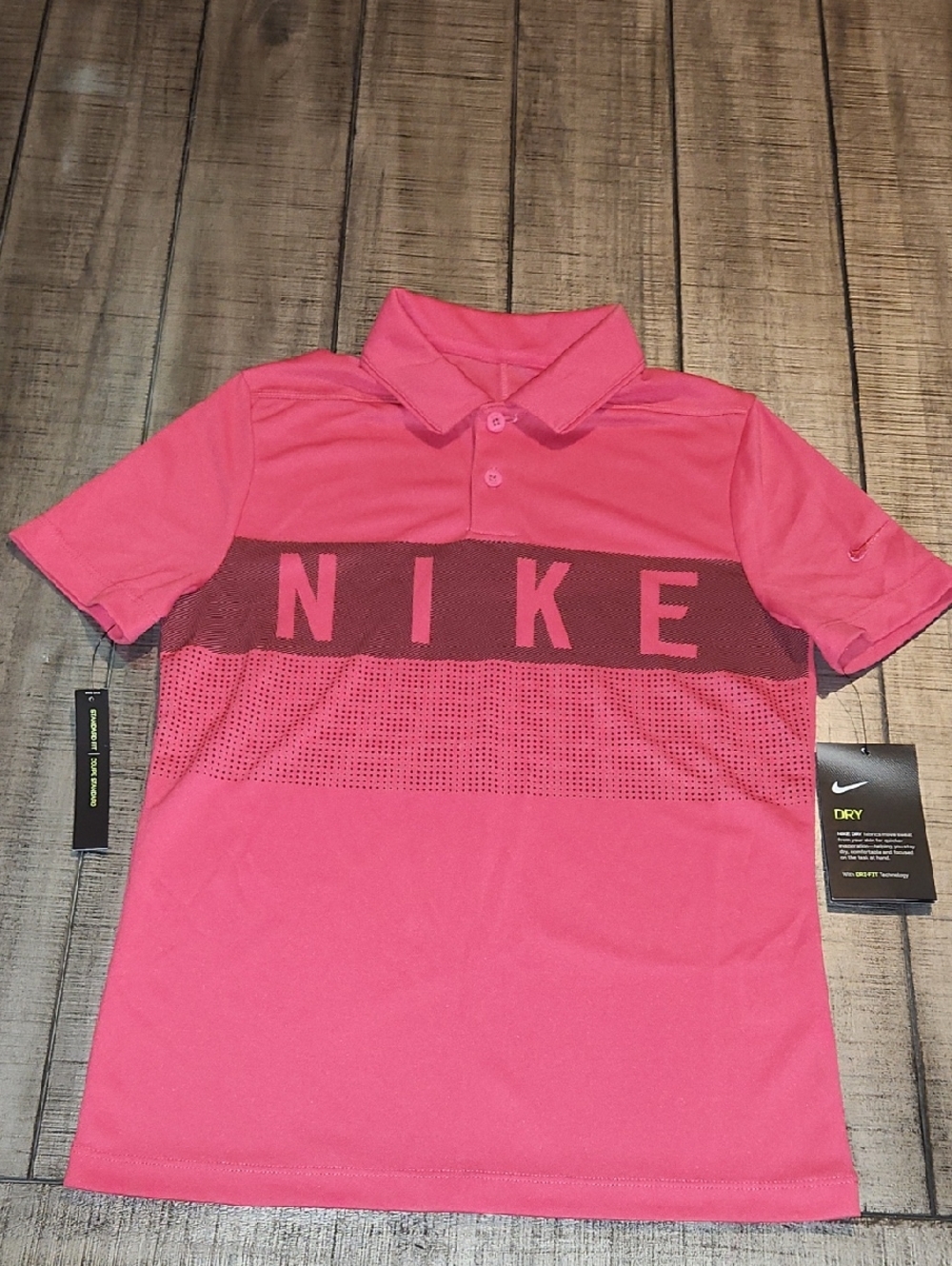 NWT Nike Pink Short-Sleeve Polo with Logo Band
